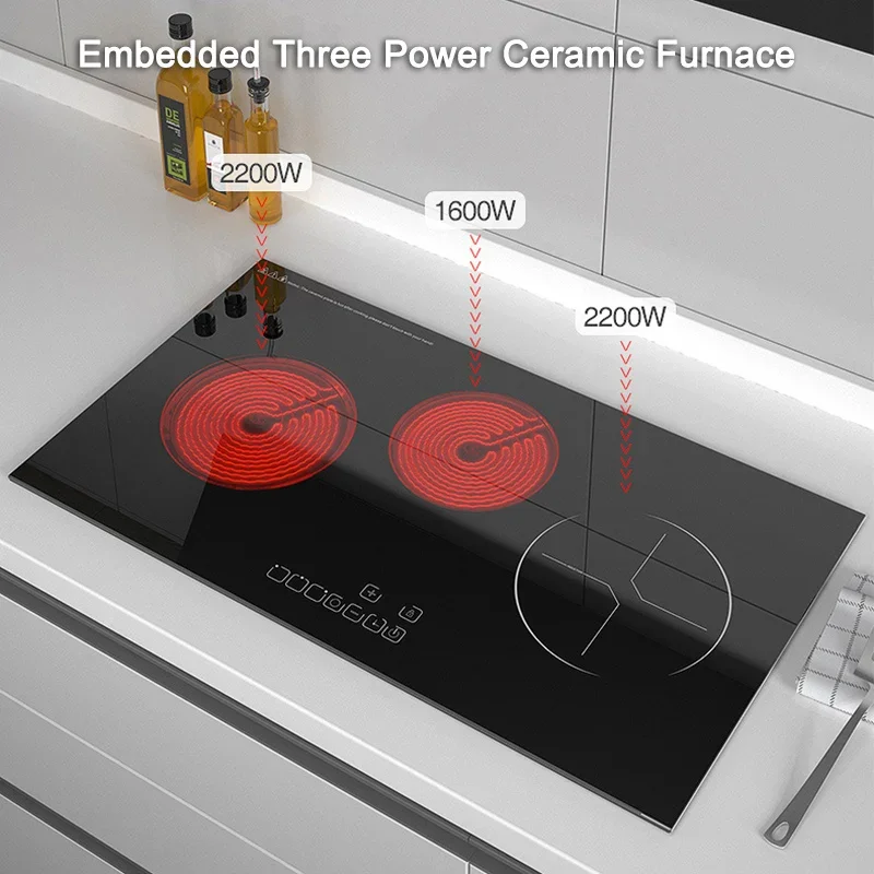 Household Commercial Induction Cooker Multi-Fire Stove Three-Head Induction Cooker Embedded Three-Fire Electric Ceramic Stove