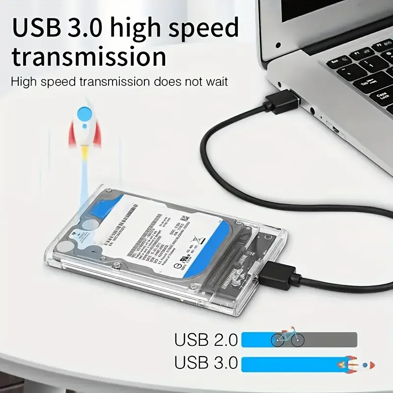 محول USB C USB 3.0 / 3.1 إلى SATA III HDD مقاس 2.5 بوصة حاوية القرص الصلب الخارجي 5 جيجابت في الثانية أداة مجانية حافظة القرص الصلب الخارجي الشفاف