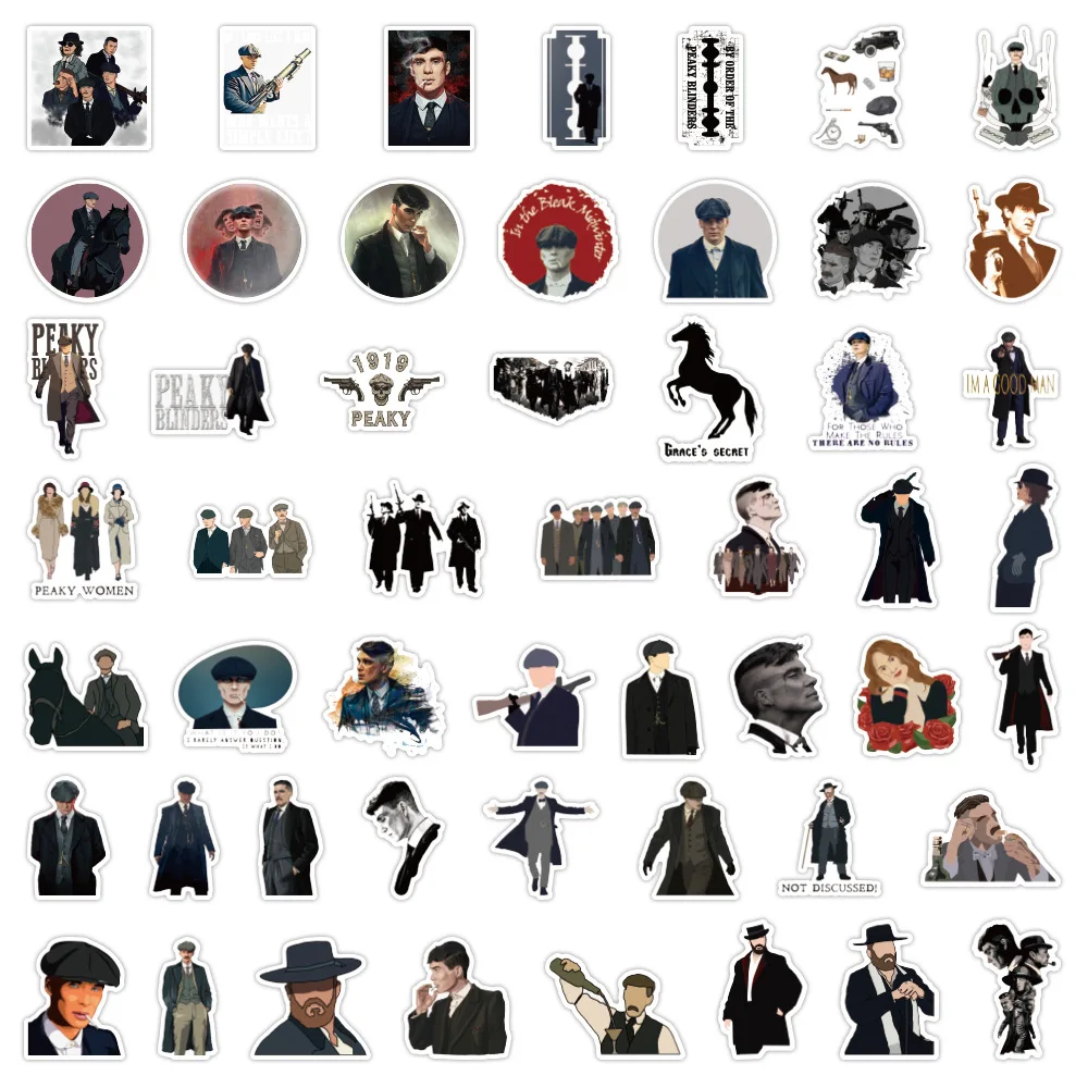 50 sztuk Peaky Blinders naklejki Tommy Shelby naklejki Graffiti dla DIY na bagaż laptopa deskorolka motocykl naklejki rowerowe