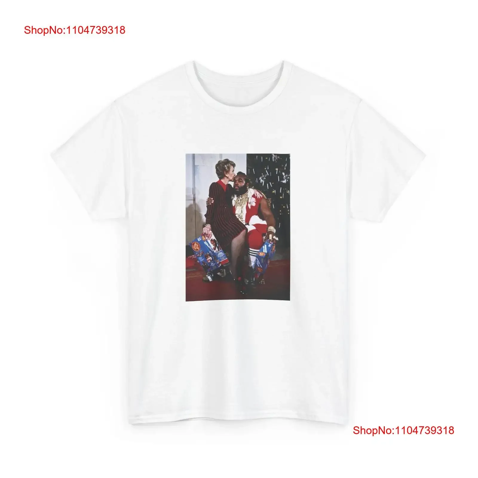 1983 صورة السيد T و نانسي ريغان في البيت الأبيض قميص خمر غسلها تنوعا قمة الموضة غير رسمية للارتداء اليومي