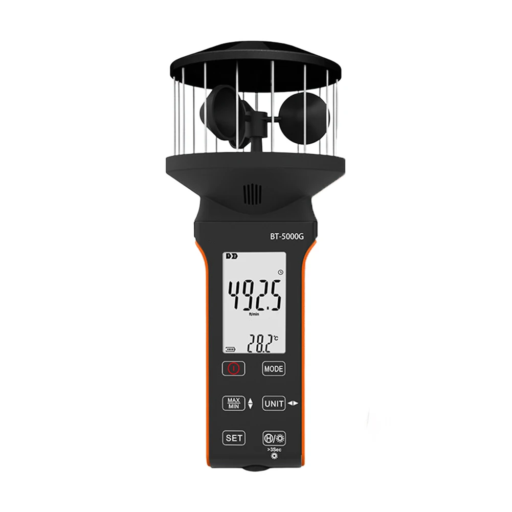 

Waterproof Handheld Anemometer with Cup Sensor for 360 Degree Wind Direction and Multiple Unit Wind Speed Measurement