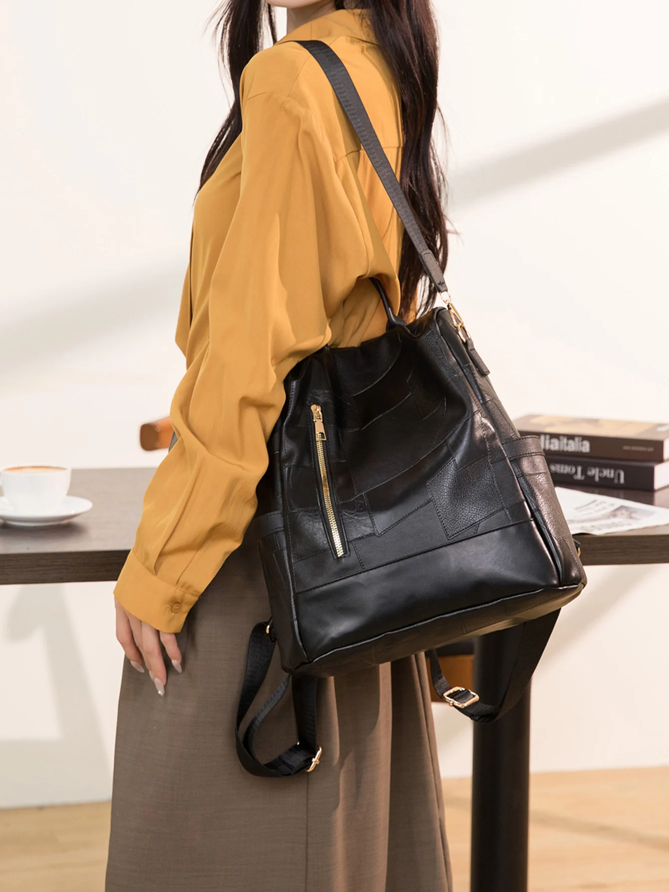 حقيبة ظهر كلاسيكية عصرية جديدة للعمل والمدرسة والتسوق والسفر وحقيبة كتف نسائية متعددة الاستخدامات بسعة كبيرة #4