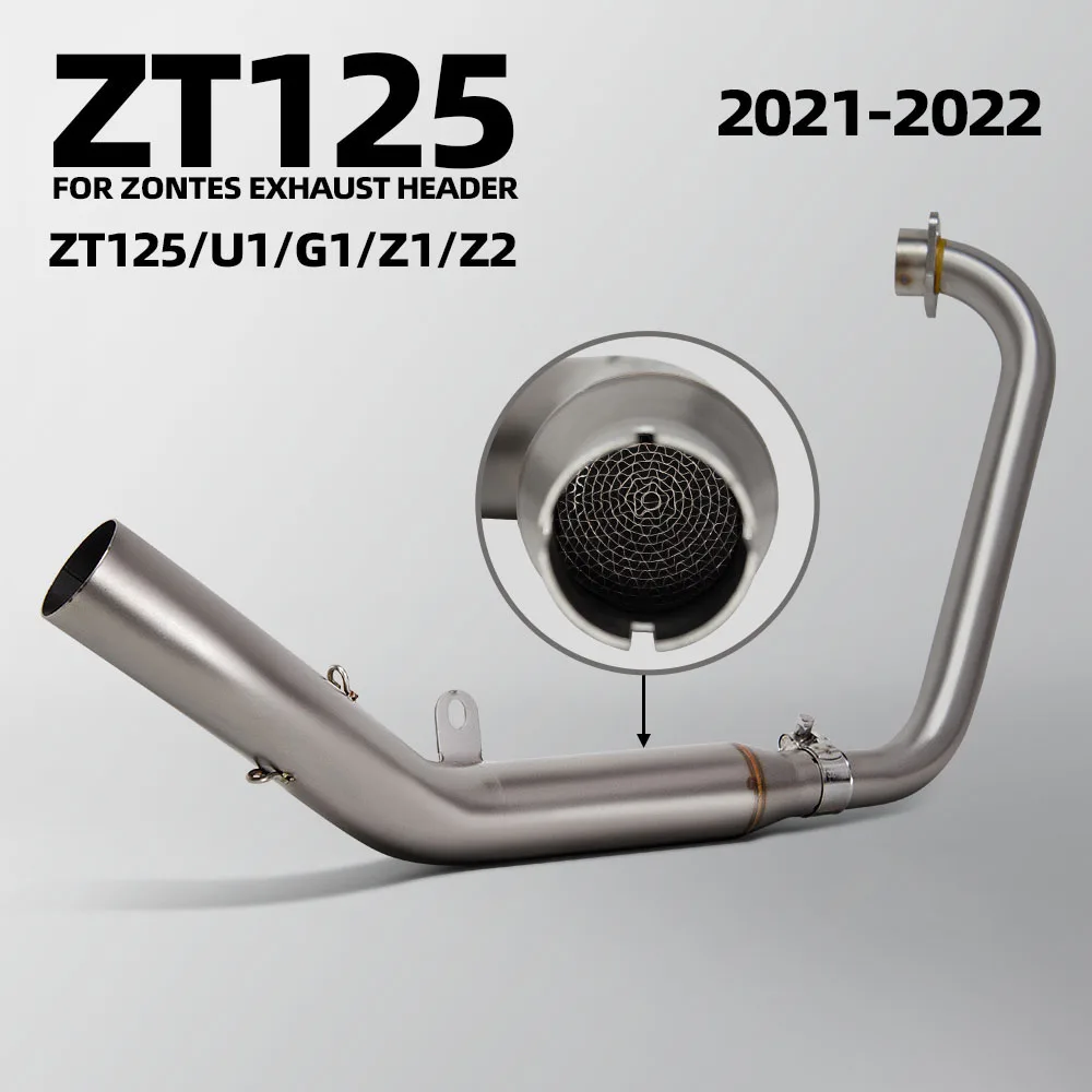 

For Zontes ZT125 U1 G1 Z1 Z2 2021-2025 Motorcycle Exhaust System Front Link Manifold 51mm Header Pipe with Honeycomb