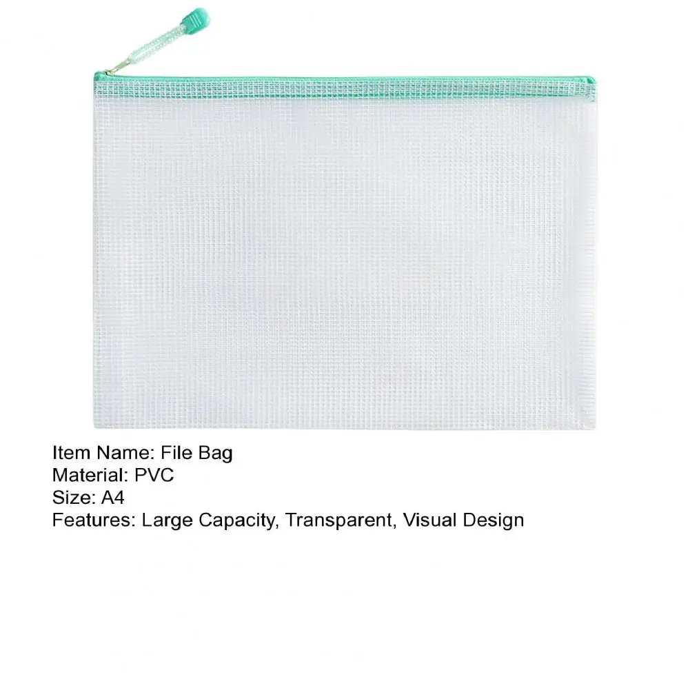 A4 File Bag Large Capacity Storage Files Stationery Carrying Case Transparent Visual Design Portable Student Document Organizer