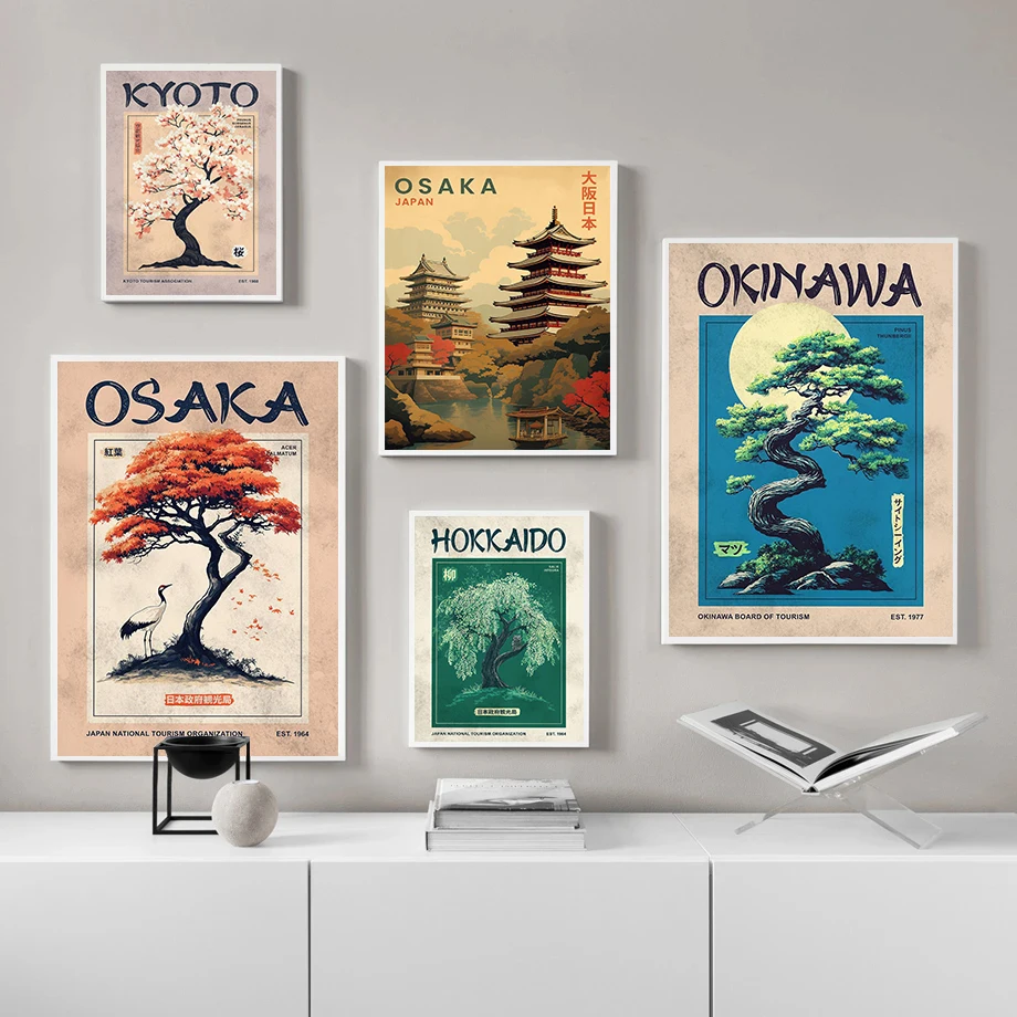 Japanese Okinawa Retro Art Posters Vintage Osaka Prints Japanese Travel Tokyo Canvas Painting Art Picture Home Living Room Decor