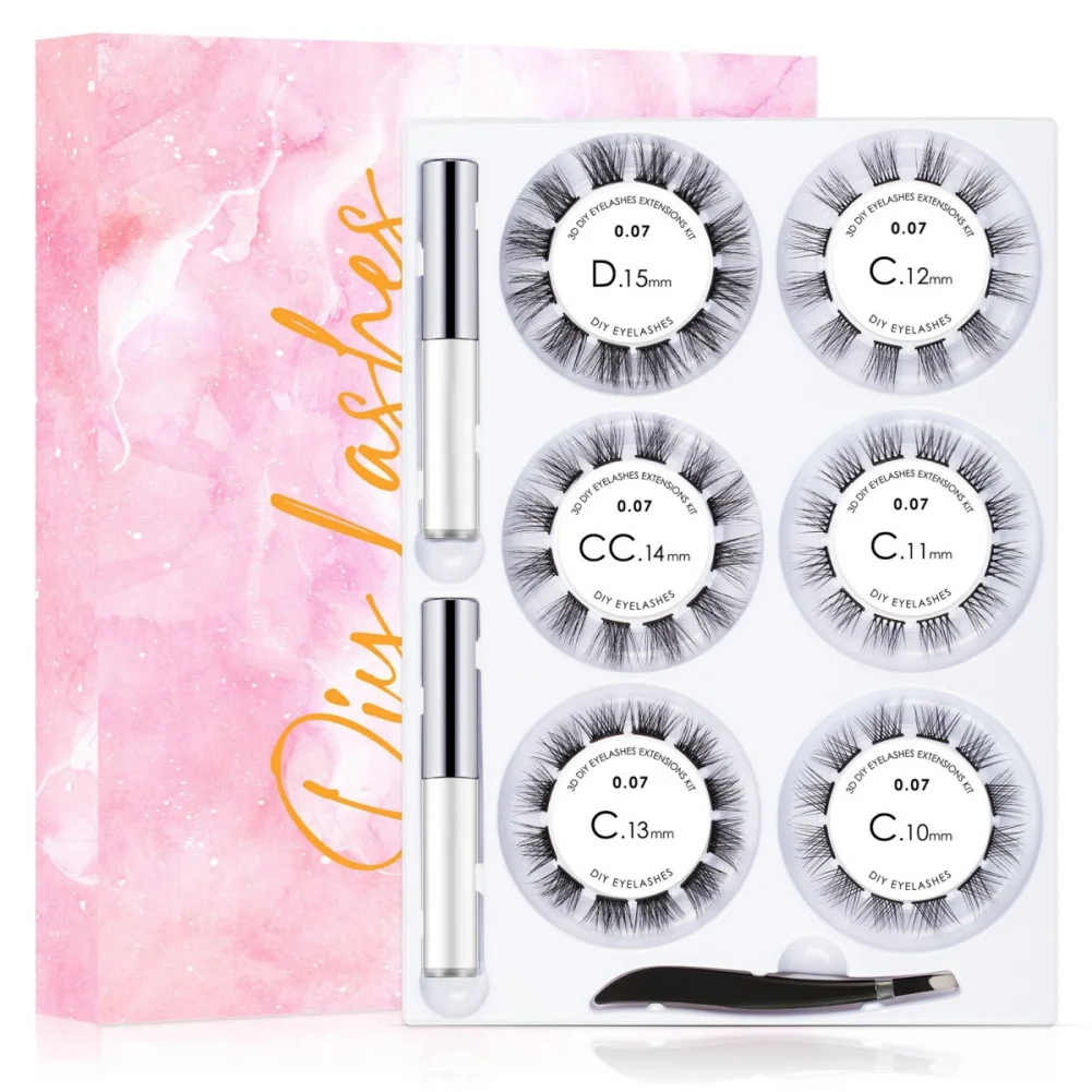 

80 Clusters False Eyelashes Eyes Makeup Lash Extension Kit Lashes Eyeliner DIY Wispy Volume With Applicator Beauty Health