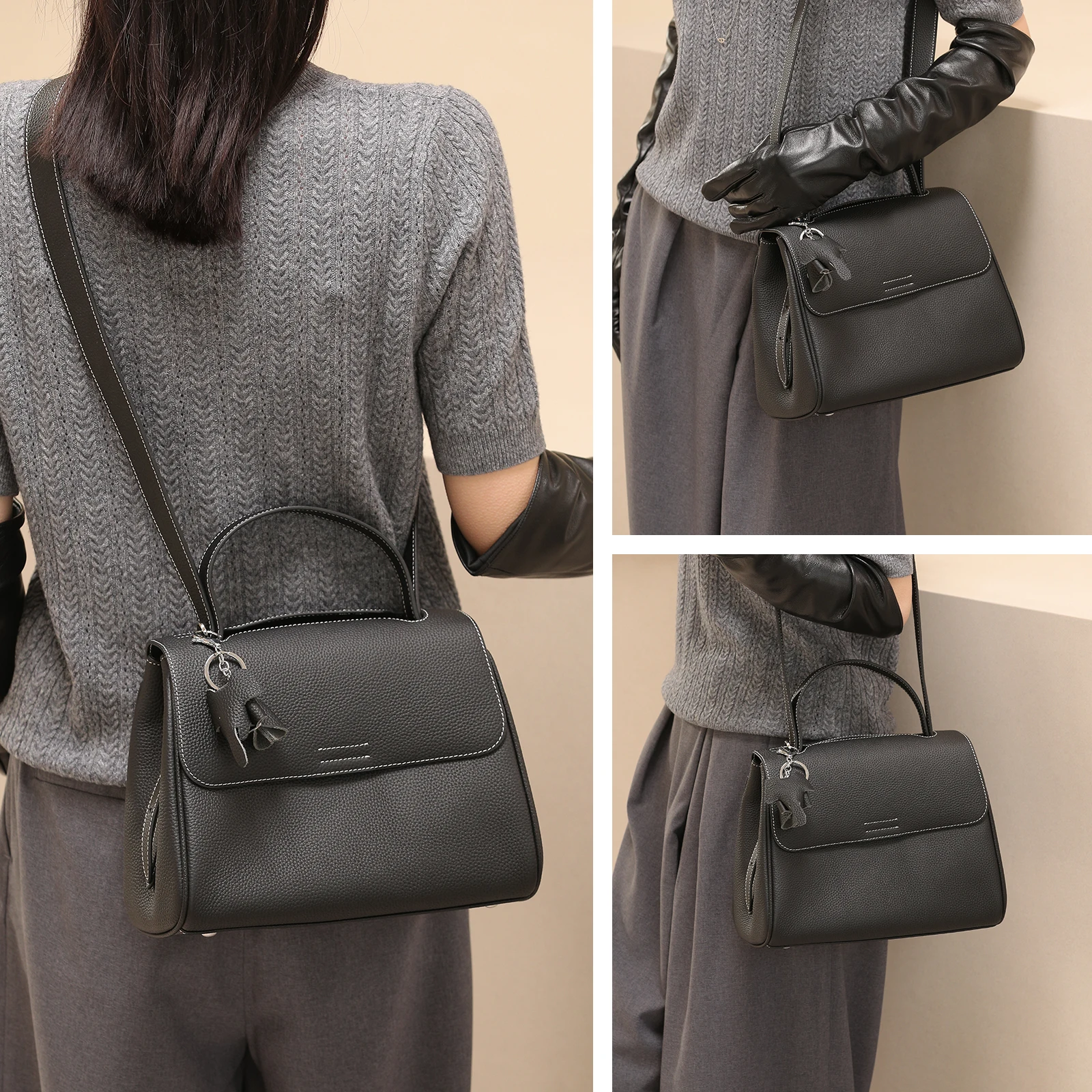 

ITAMOOD Leather Luxury Handbag For Women Cute Small Elephant Decor Satchel Bag Stylish Flap Purse For Work & Office