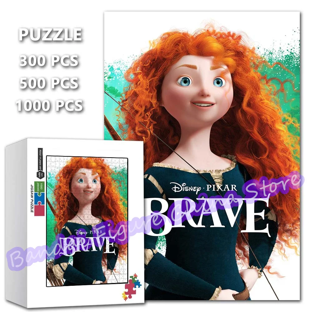 

Brave Movies Print Jigsaw Puzzle 300/500/1000 Pieces Disney Princess Merida Cartoon Puzzle for Kids Decompress Educational Toys