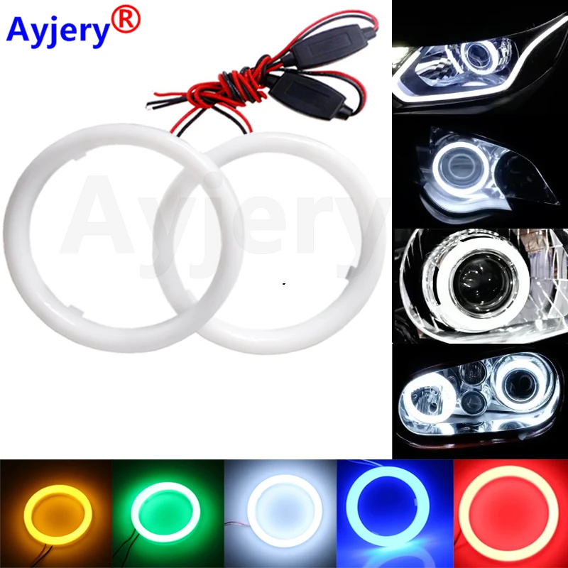 1 PCS 12V COB Angel Eyes LED Car Halo Ring Lights With Shell Cotton Lights 60mm 70mm 80mm 90mm 95mm 100mm 110mm 120mm Car Lights