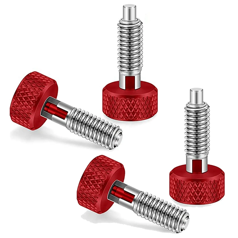 B62B-Red Hand Retractable Spring Plunger With Knurled Handle M6 Type Quick Release Pins For Rolling Toolbox