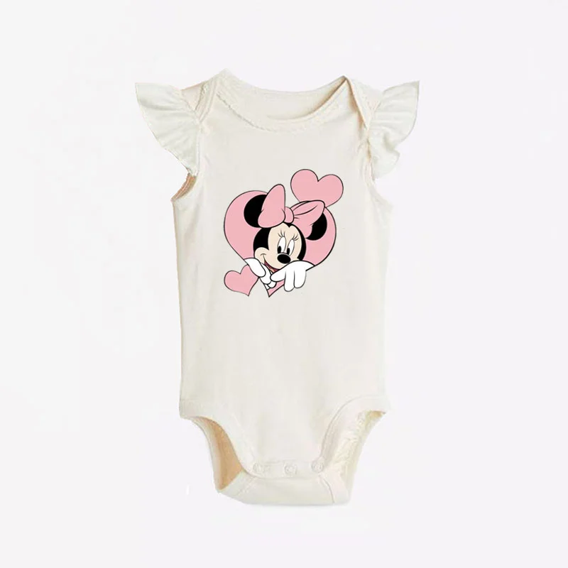 Bodysuit Bayi Gambar Minnie Mouse Musim Panas 1-18M Baju Monyet Tanpa Lengan Kartun Lucu Baju Bayi Baru Lahir