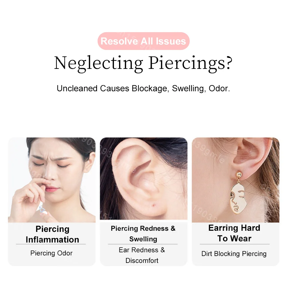 60Pcs Ear Hole Cleaning Lines Earhole Cleaner Tool Disposable Piercing Aftercare Sterilization Removing Dirt Herb Solution Paper
