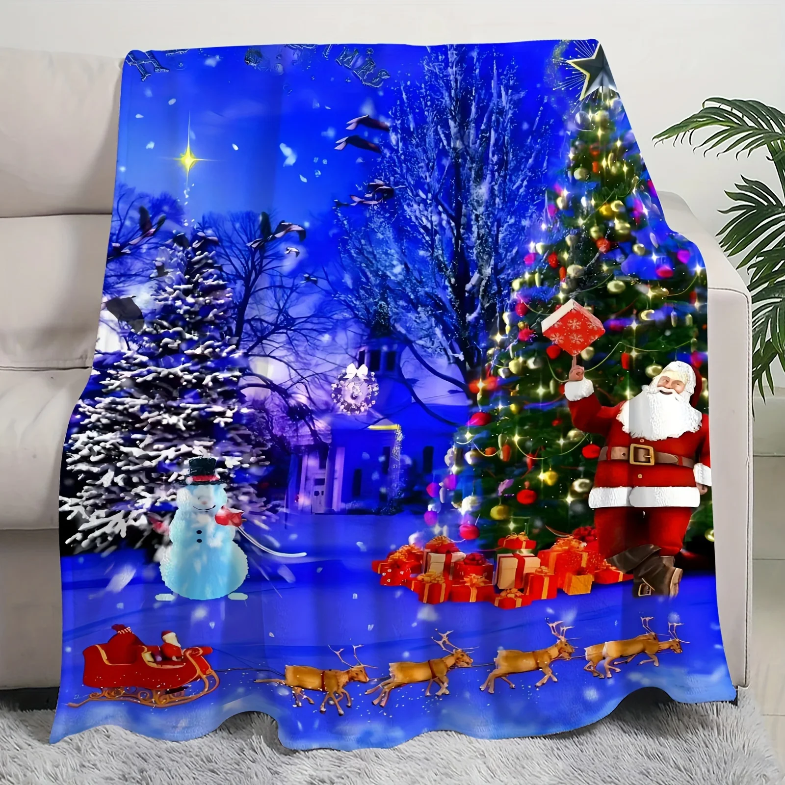 Christmas Explosion HD Digital Printing Flannel Blanket Throw Blanket Air Conditioning Blanket