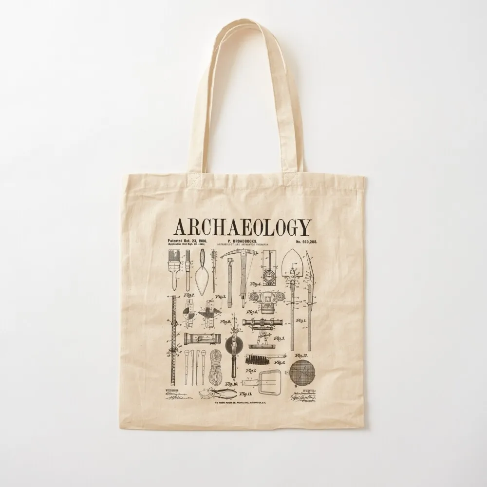 Patente do vintage sacola, arqueologia estudante campo Kit, tela Tote Shopper