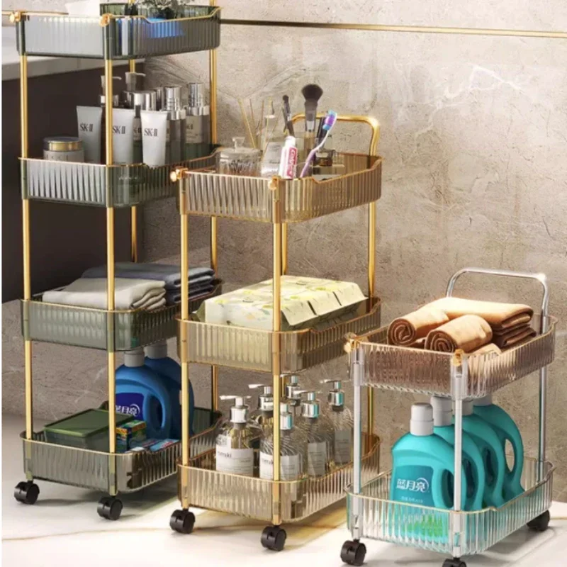 Scandinavian Design Shower Holder Seam-Fitting Storage Shelves Mobile Multi-Layer Organizer for Bathroom Towels and Makeup Hot