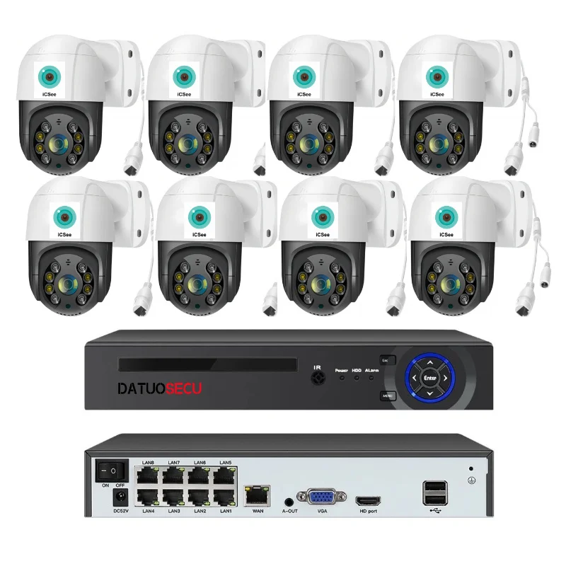 

VMS 8MP 8CH POE PTZ CCTV Camera H.265 IP66 2k 4k Ai Smart Ip POE PTZ Security Camera System 4MP POE PTZ Cctv Camera Kit