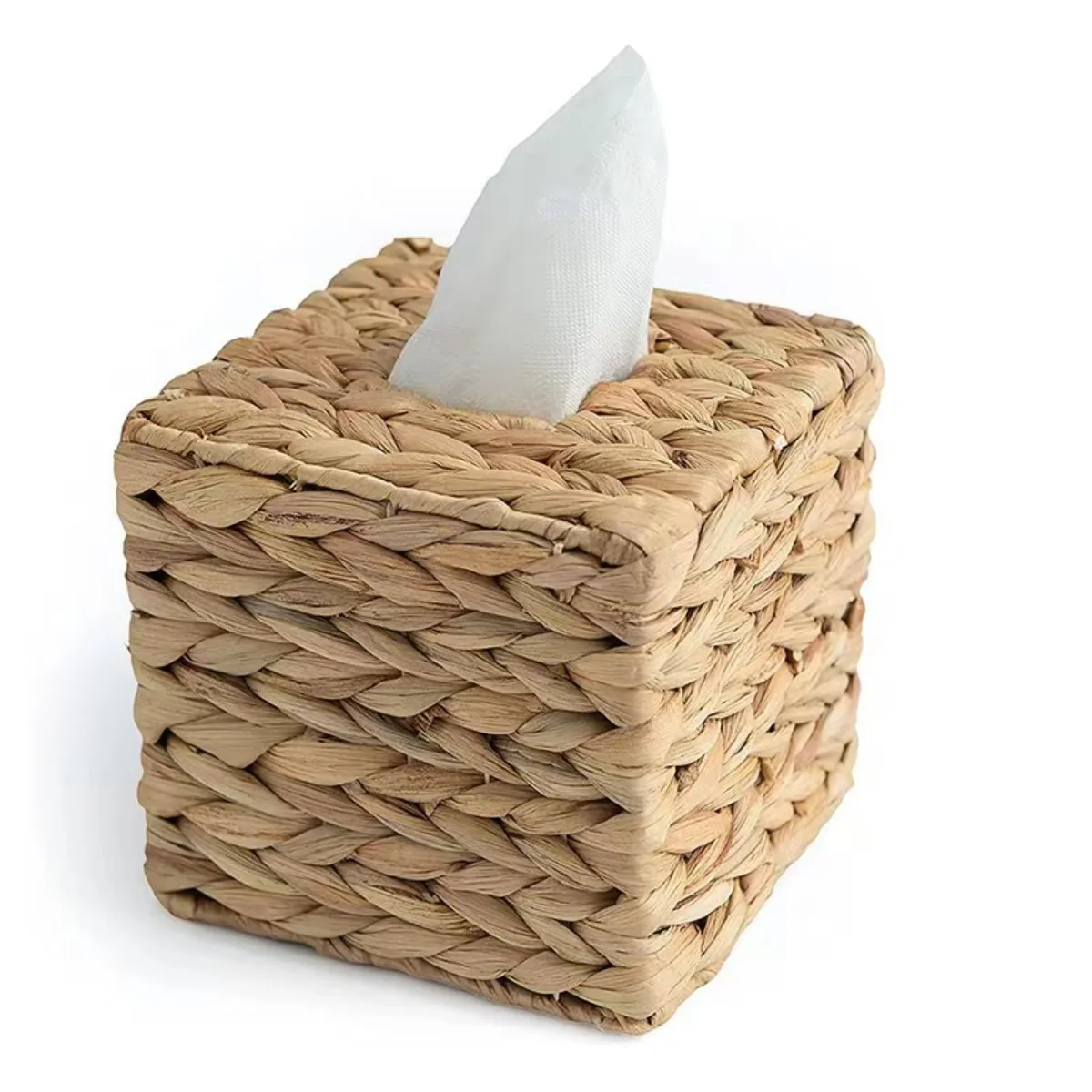 Home Office Storage, Water Hyacinth Tissue Box, Straw Weaving Pastoral Style, Tissue Box, Desktop Tissue Storage Basket