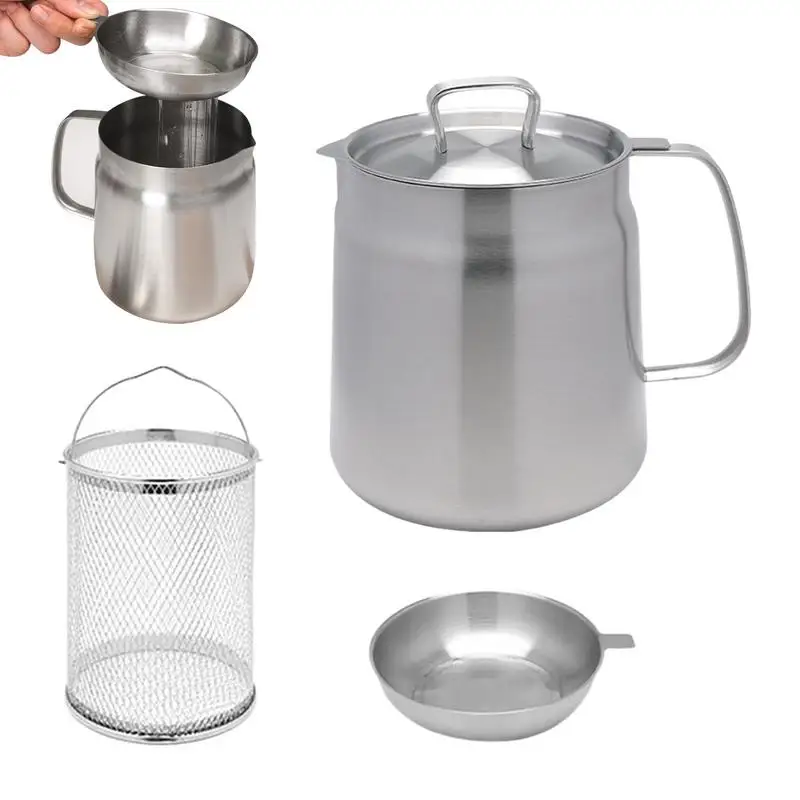 

Oil Storage Pot | Oil Grease Container Strainer with Ergonomic Handle | Kitchen Storage Products for Bacon Grease