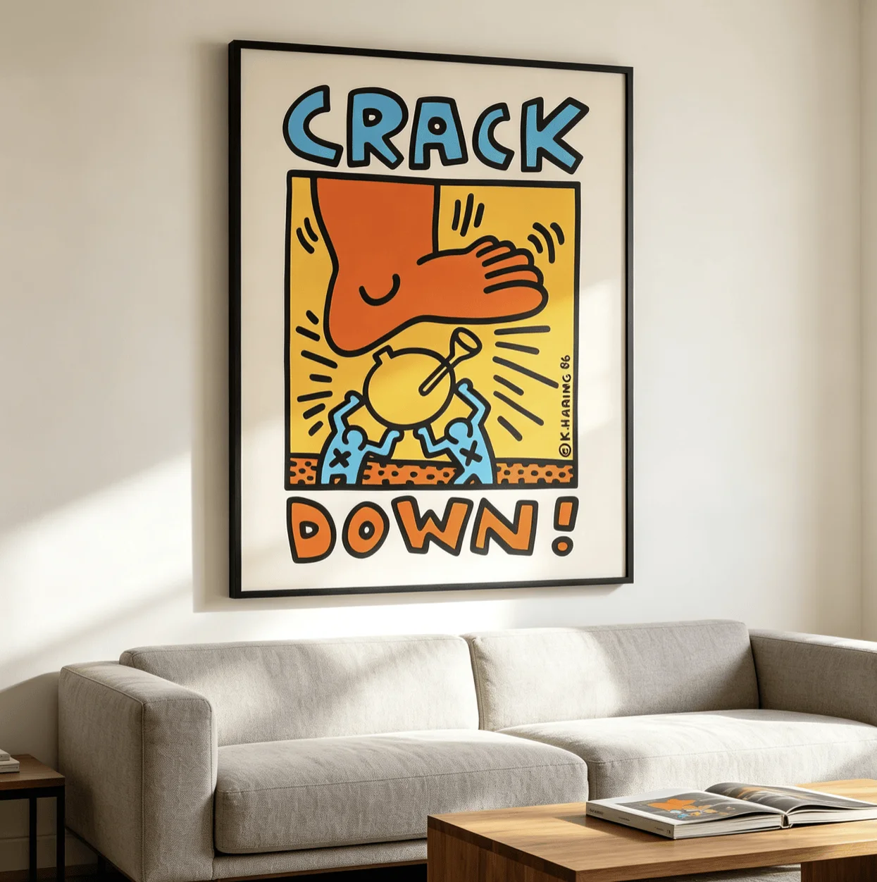 Keith Haring Crack Down Wall Art Canvas Prints, Pop Art Posters, Minimalist Decor for Living Room Bedroom Office Decor