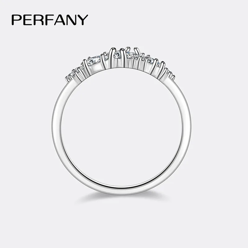 PERFANY 0.58CT Marquise Cut Moissanite Women\'s Ring S925 Pure Silver Laboratory Cultivated Diamond Fashion Design Jewelry