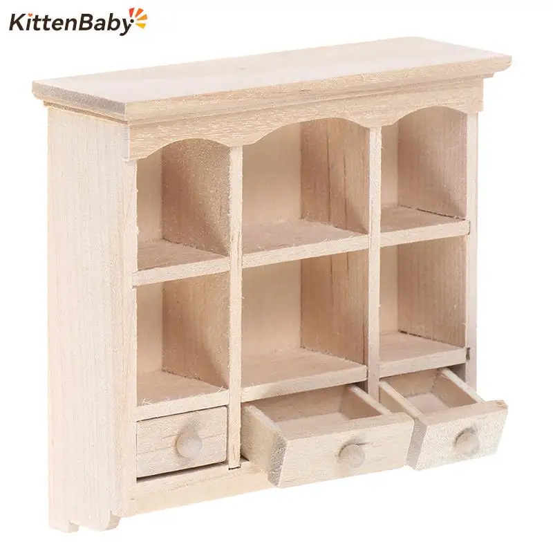 1 szt. 1/12 miniaturowa szafa wisząca szafka z półkami Model meble do domku dla lalek dekoracja zabawki DIY