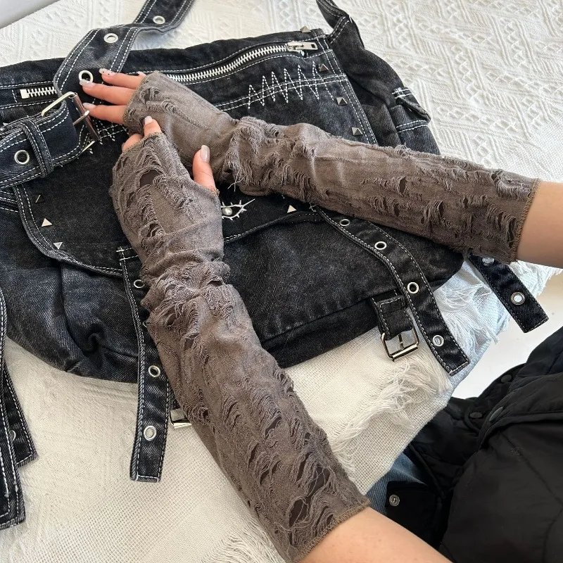 乞食の足の靴下ヴィンテージ女性指なし腕章夏の日焼け止めスリーブセットパンクレッグウォーマー Y2K レッグカバーアクセサリー