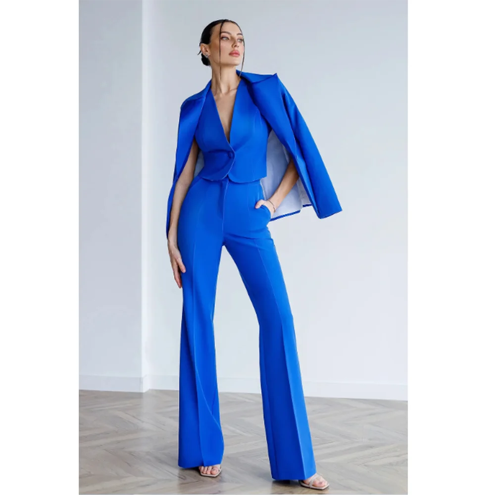 Blue Female Set Chic and Elegant Women jacket Vest Pants 3 Piece Single Breasted Cool Luxury Slim Fit Office Lady Wear Clothing