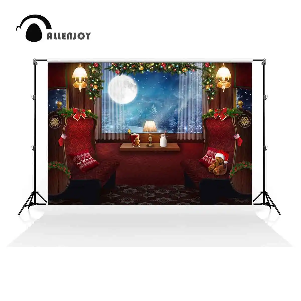 Allenjoy Christmas Retro Train Photo Backdrop