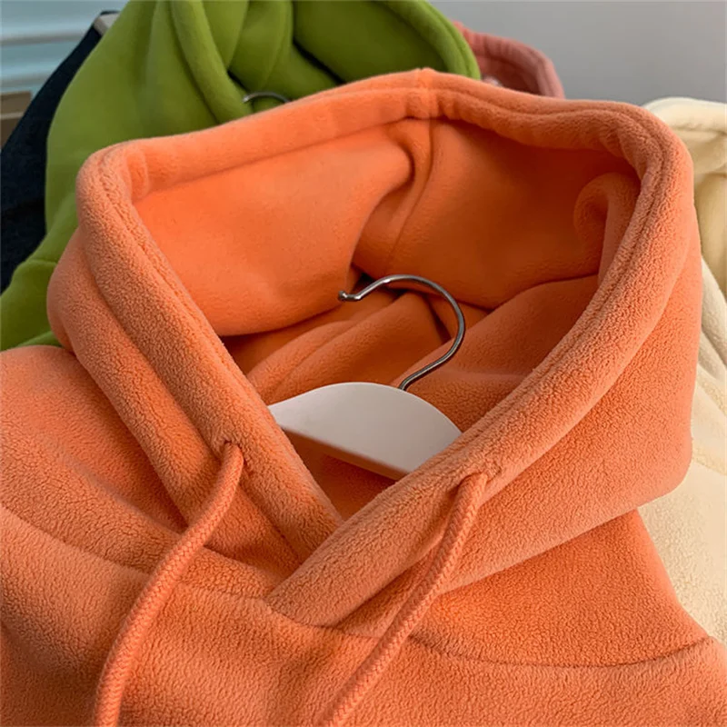 2025 موضة برتقالية هوديس بلوزات المرأة الصوف معاطف الخريف الشتاء طويلة الأكمام فضفاضة بلوزة سيدة ملابس خارجية غير رسمية