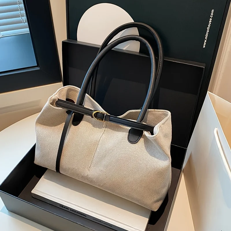Retro Large Capacity Shoulder Tote Bag for Women Durable Material Travel Commuter Handbag Suitable for Fitness Swimming Shopping
