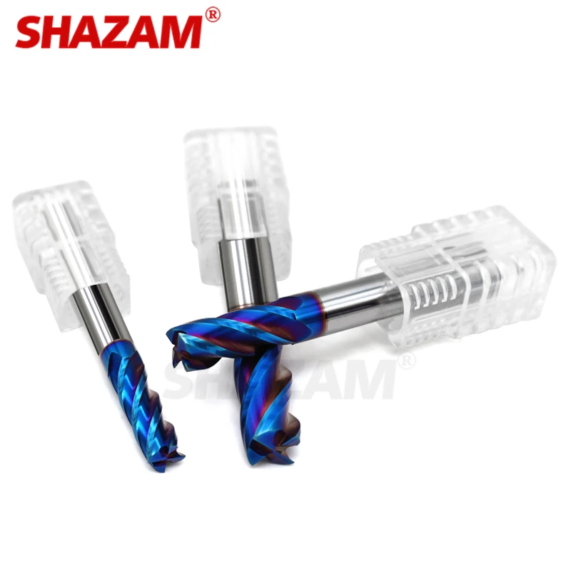 3.0x3Dx50L HRC70 Blue Nano Coating Milling Cutter 4-Flute Tungsten Steel Carbide CNC Machine Machining Flate Endmills Tools