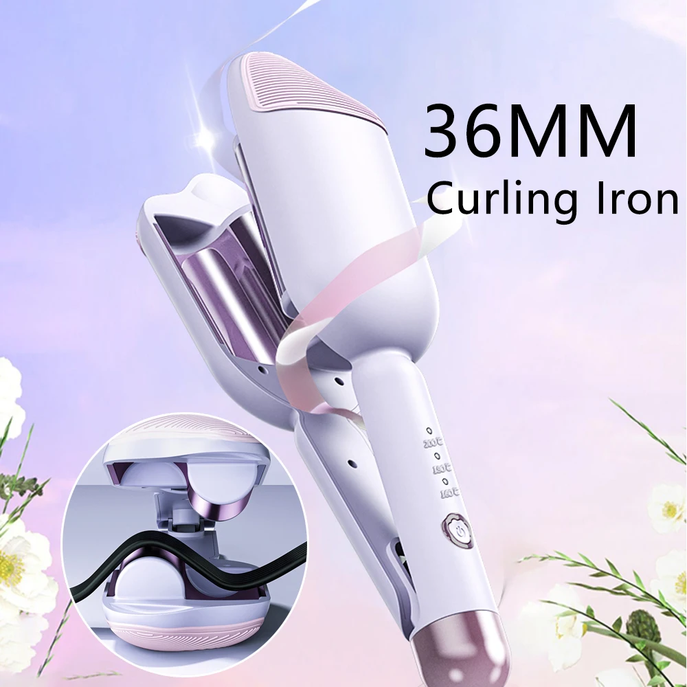 

36mm Hair Curler with Negative Ion Deep Wave Curling Iron for Long Lasting Volume, Anti-Frizz & Adjustable Temperature