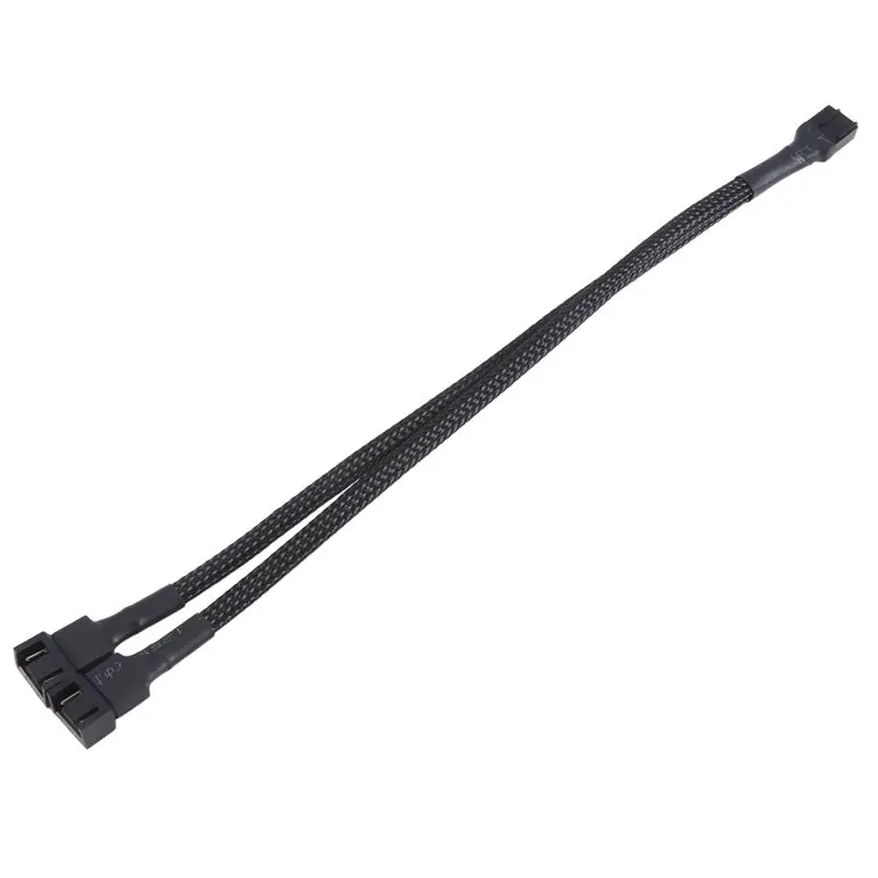 A23F-1 To 2 Way Braided Cable Y Splitter 3/4 Pin PWM Male Connector Fan Computer PC Fan Extension Adapter Cable