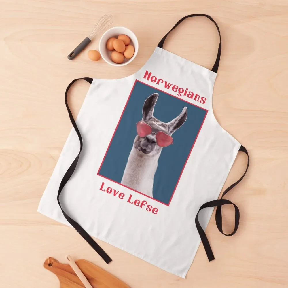 Norwegians Love Lefse (and so do llamas!) Apron Waterproof manicurist christmas 2024 Apron