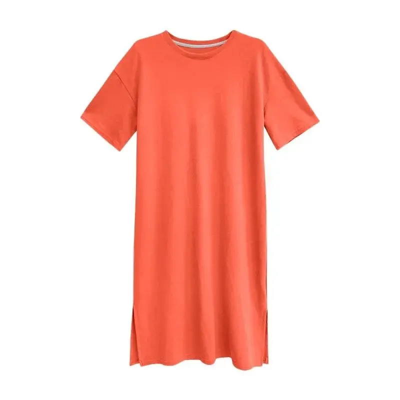 Surdimensionné ort suède t-shirt Dr pour les femmes été coupe ample décontracté Maxi Dr confortable respirant autre matériau 00%