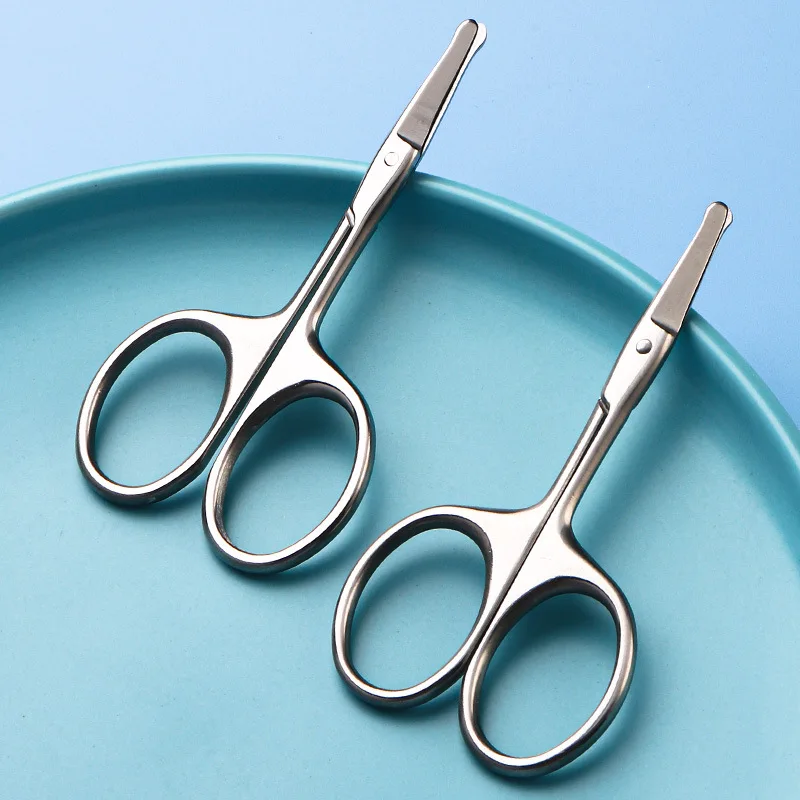 

Round Head Nose Hair Small Scissors Trimmer Stainless Steel Manual Does Not Hurt The Nasal Cavity Can Be Washed, Beauty Trimming