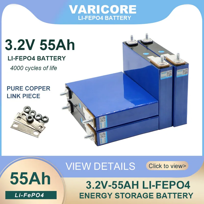 3.2 فولت 55Ah LiFePO4 بطارية ليثيوم فوسفات الحديد ل 4s 12 فولت 24 فولت 3C دراجة نارية بطاريات محرك السيارة تعديل M6 مسمار خالية من العمل