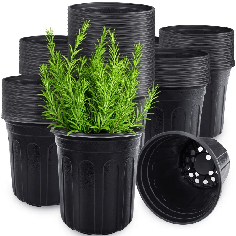 30pcs modern round black nursery pot, 1-gallon thick soft plastic plant container used for succulent plants, flowers