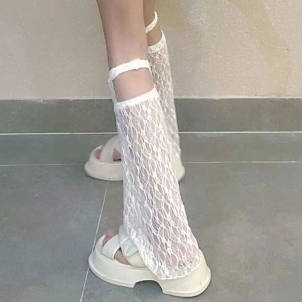 Летние кружевные кружевные чулки выше колена с тонкими манжетами, чулки JK на подтяжках