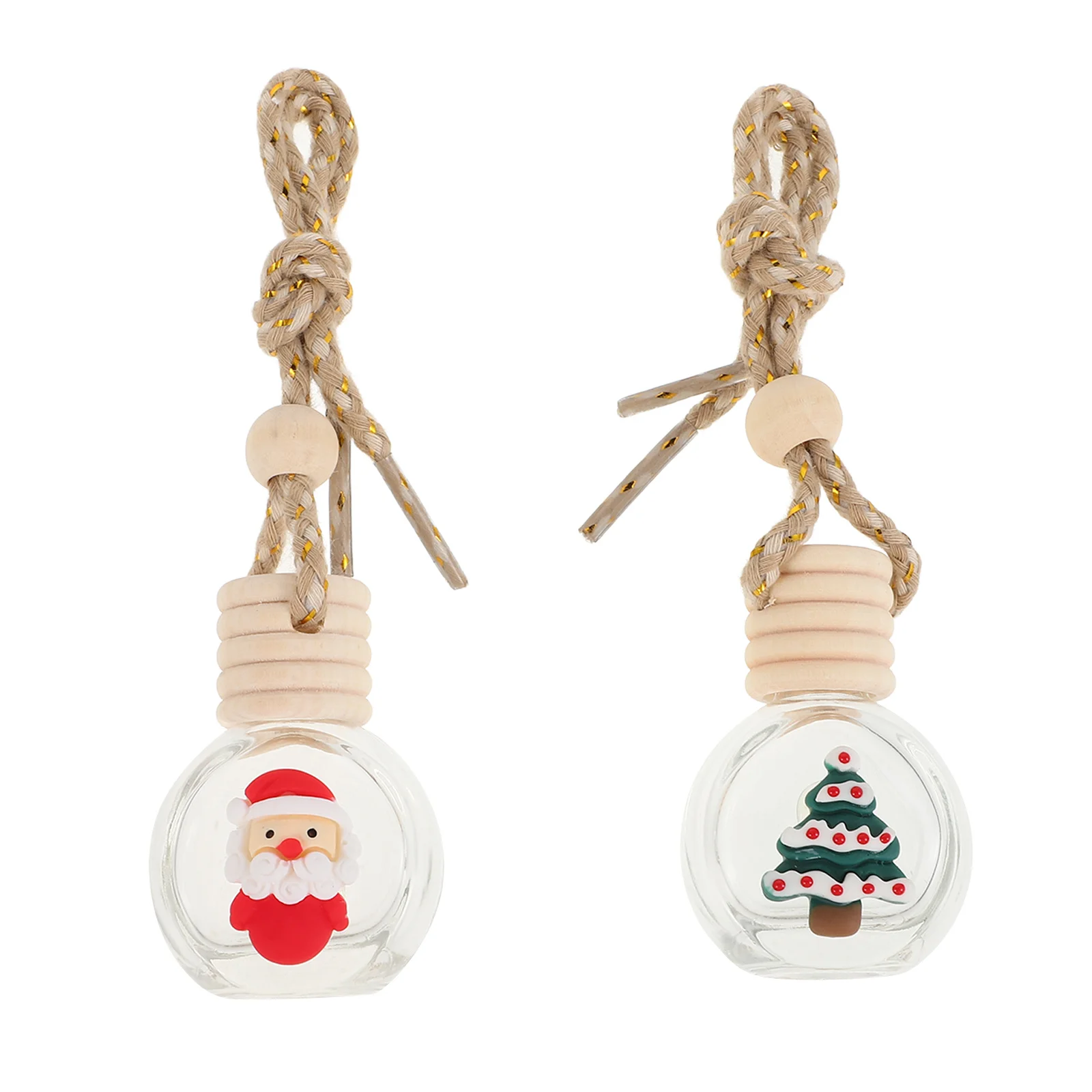 

2Pcs Cute Christmas Car Perfume Bottles Empty Hanging Diffuser Bottles Refillable Aroma Bottle Car Air Freshener Decoration