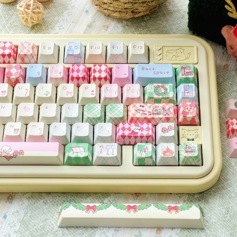 

Pink Green Box Theme Keycaps Set Customized PBT Sublimation MOA/Cherry Profile Keyboard Cap for Mechanical Keyboard Accessories