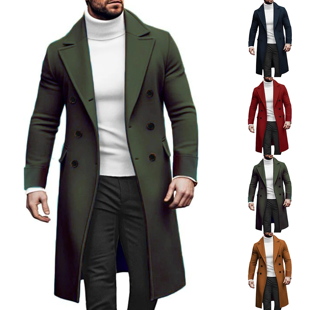 

Double-breasted Jacket Double-breasted Trench Coat For Casual Wear Autumn Wear Lapel Neckline Polyester Fabric