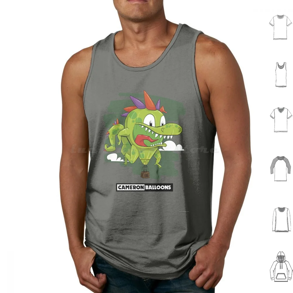 Danny The Dino Hot Air Balloon-Black Tank Tops Vest Sleeveless Dinosaur Dino Cartoon Hot Air Balloon Cameron Balloons Kids