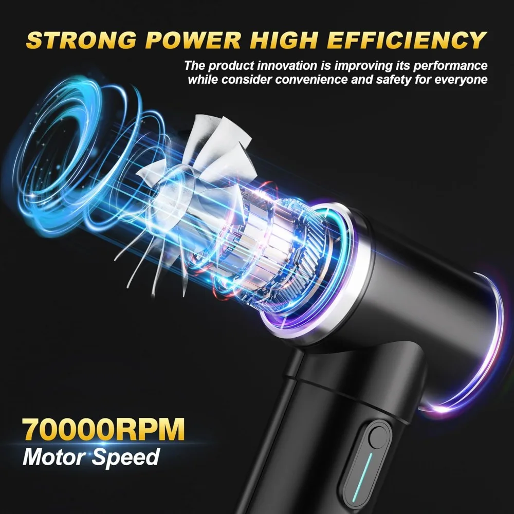 Turbo Dryer Blower for Car & Yard, 600W 50MM Cordless Electric Leaf Blower, 4 Speeds, 900g Max Thrust, for Cleaning Car