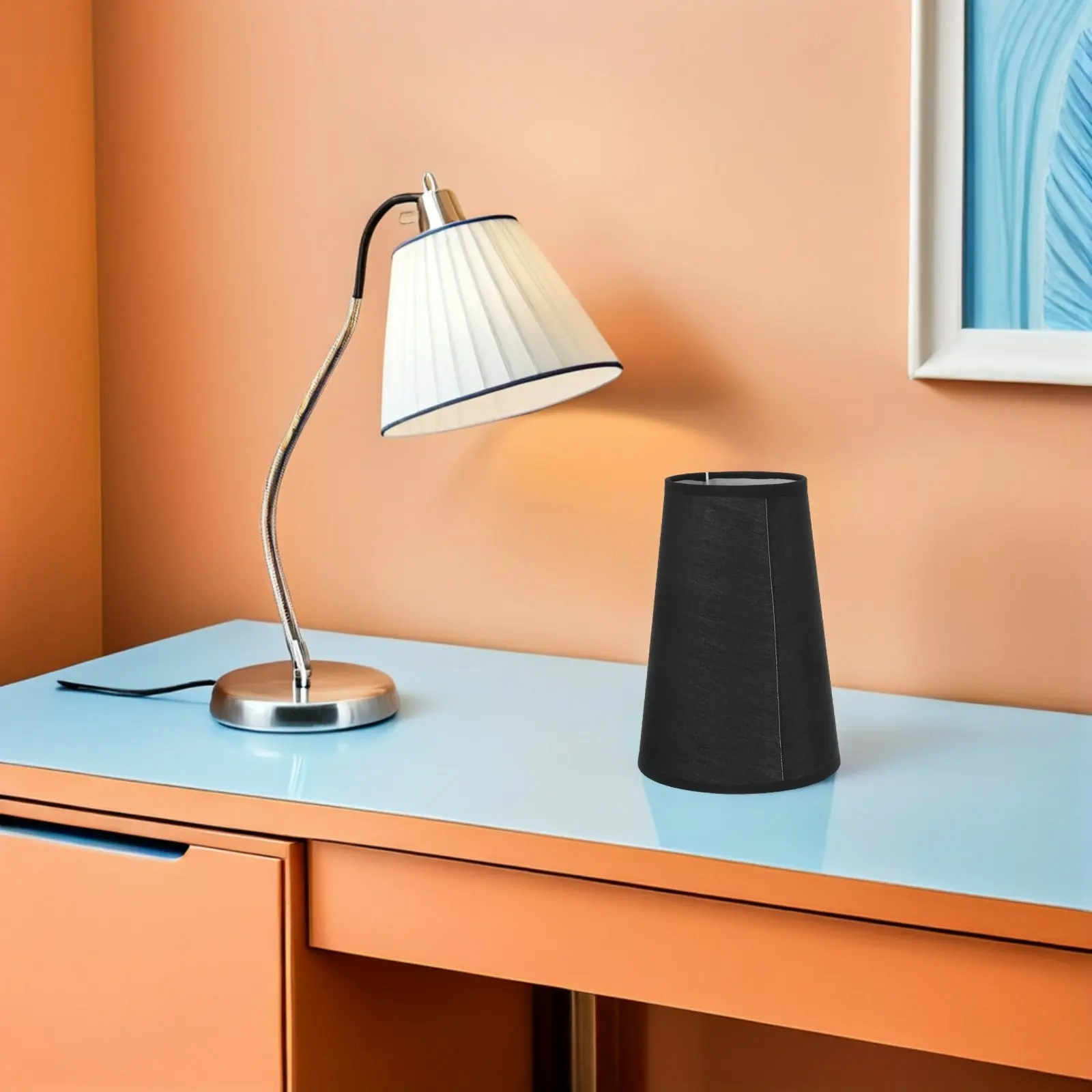 

Тканевый абажур-барабан 42 мм для настольных и напольных ламп, для спальни и гостиной, сменный чехол для декора