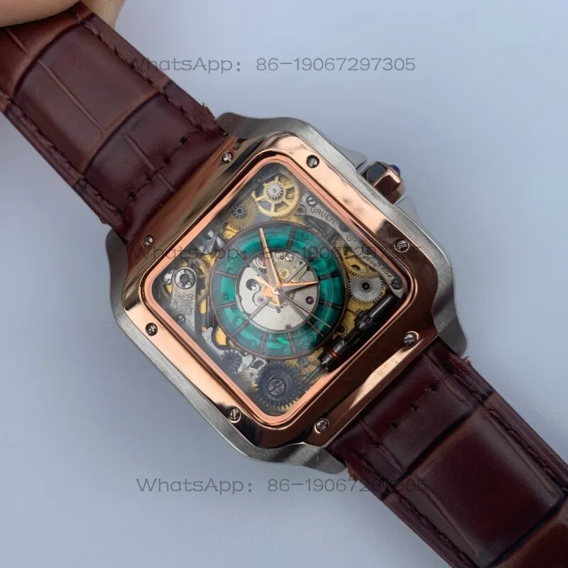 Handmade Personalized Automatic Mechanical Square Watch Retro Small Square