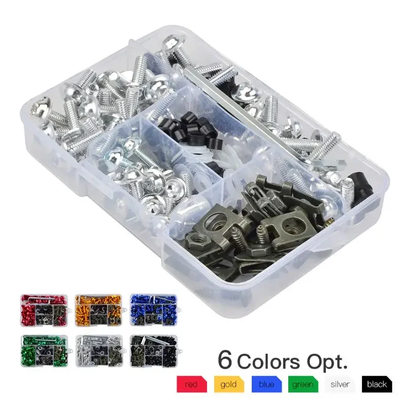 D2 177PCS Fairing Bolts Kit CNC Alloy Screws Nut For Motorcycle Modification Accessories Windshield Cover Set Retrofit Bolt Set