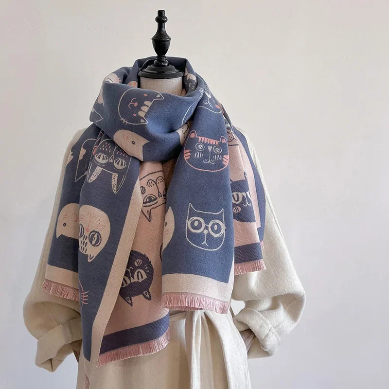 Cute Cartoon Scarf For Women Cat Scarfs For  Girls Fall And Winter Warm Bow Decoration 2024 2024 Fall And Winter Design