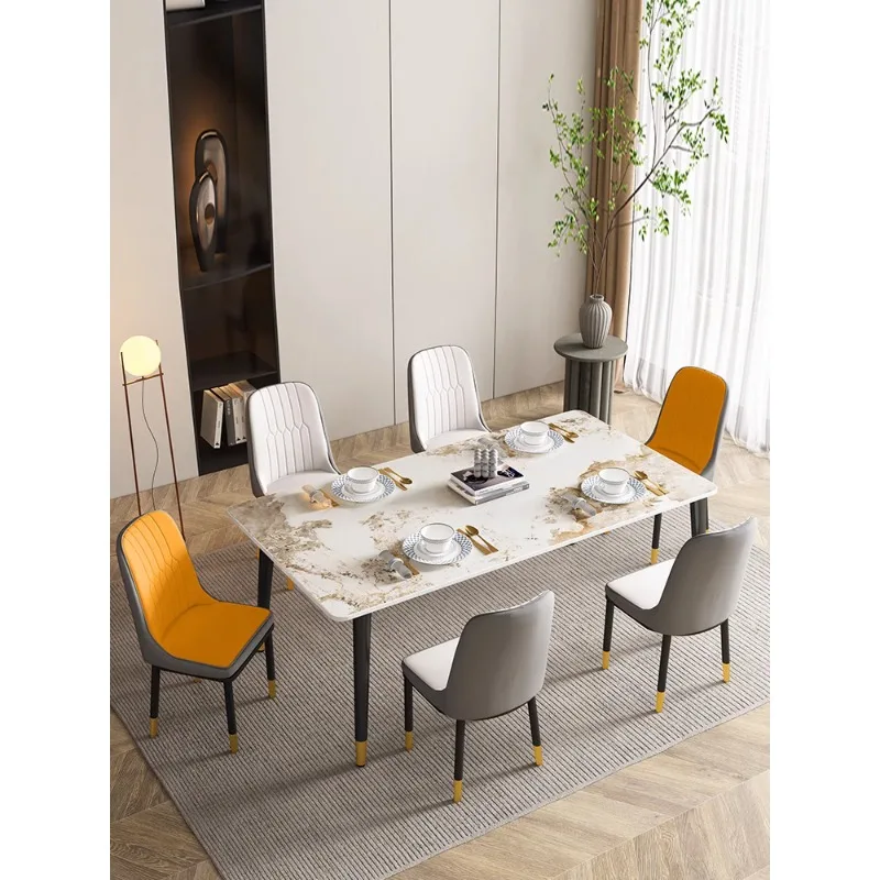 Light luxury rock slab dining table Modern simple household small dining table and chair combination 2024 new rectangular dining