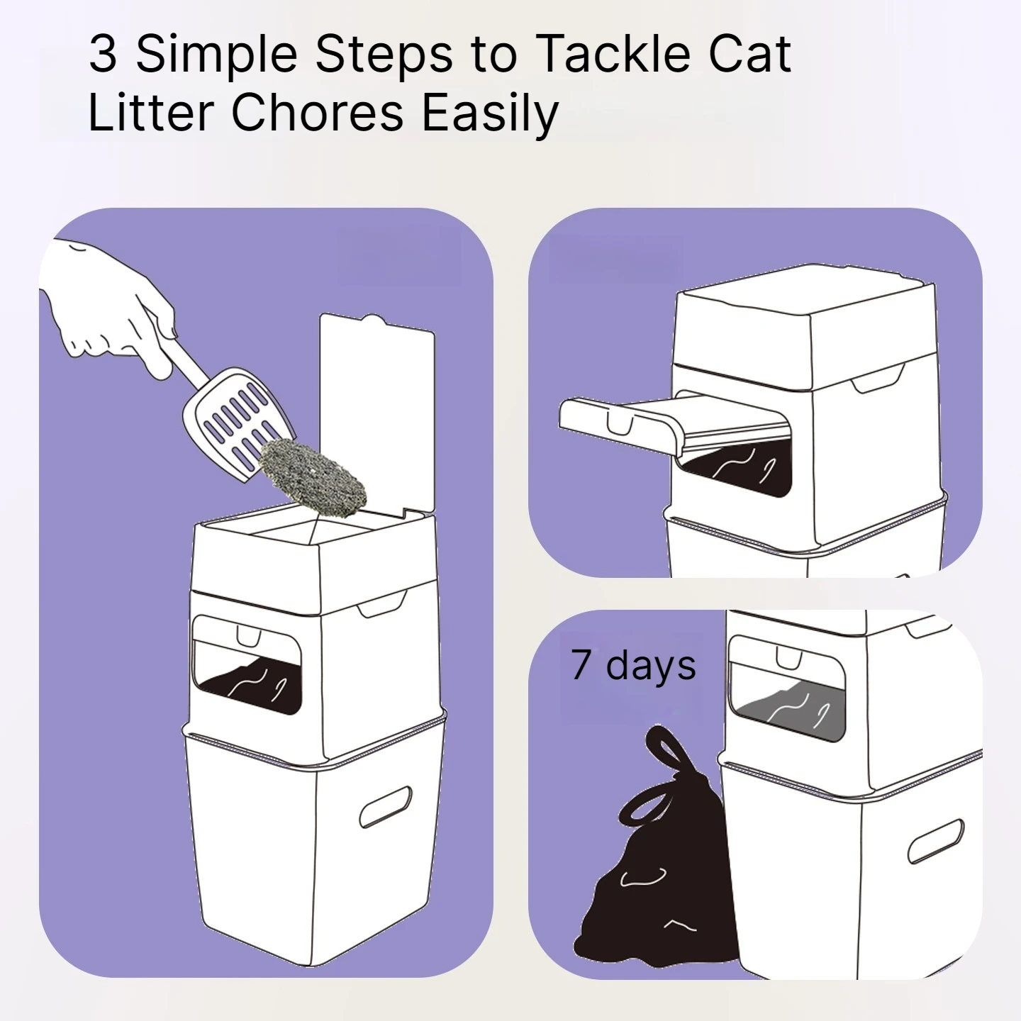 New Sealed Odor Proof Cat Litter Bin 20L Large Capacity Anti-Bacterial Waste Pail Trash Can Pet Supplies